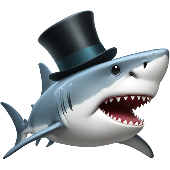 Shark with a top hat emoji
