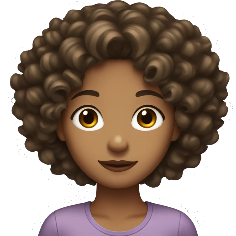 girl with dark brown eyes and curly hair emoji
