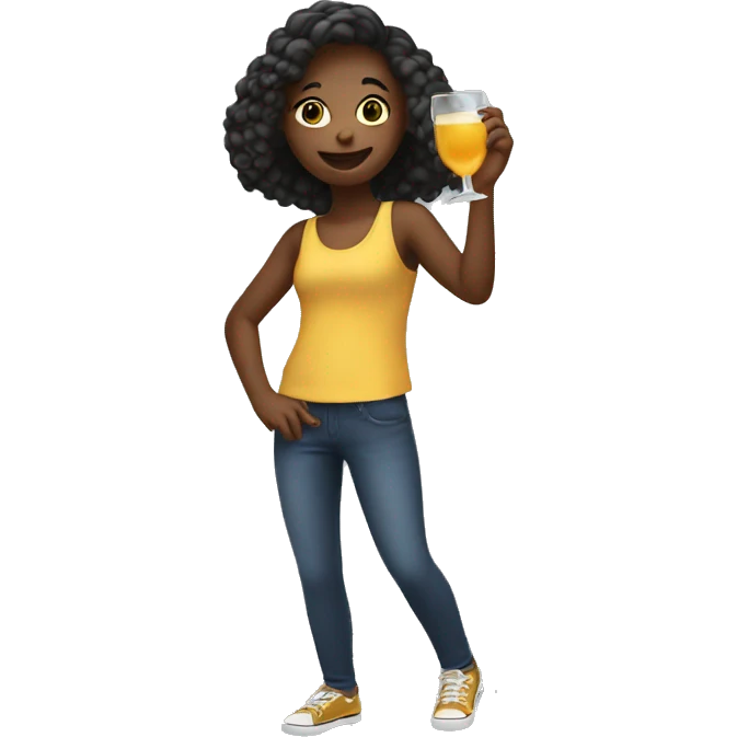 Girl dancing with a drink in her hand emoji
