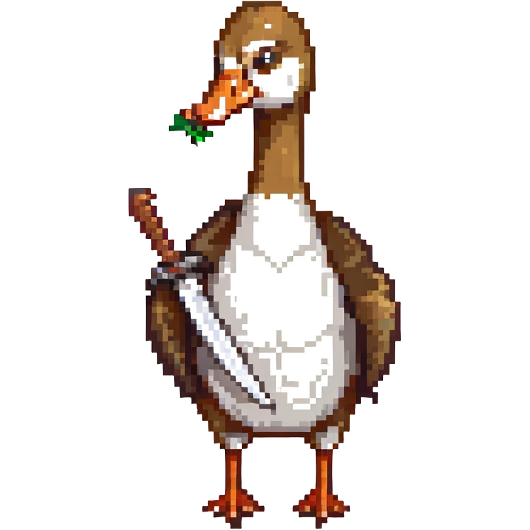 a goose with a knife in its mouth emoji