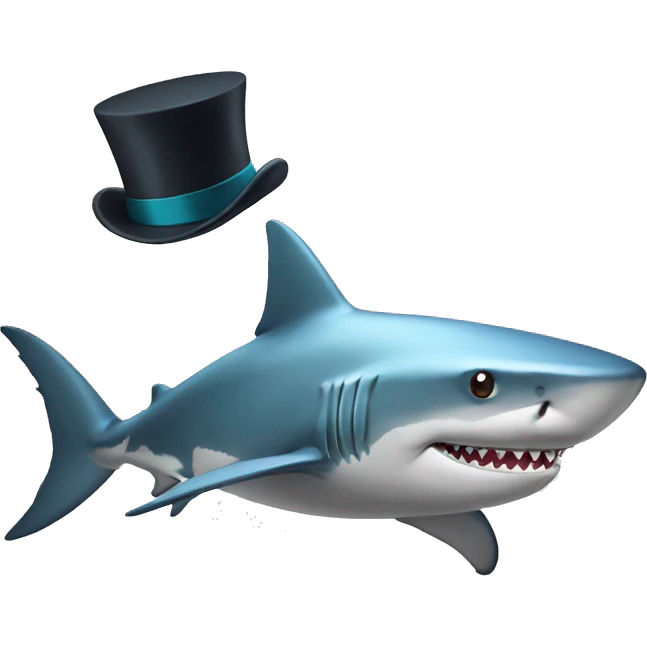 Shark with a top hat emoji