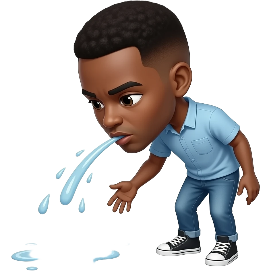 homme noir debout, se tient droit, crache par terre emoji