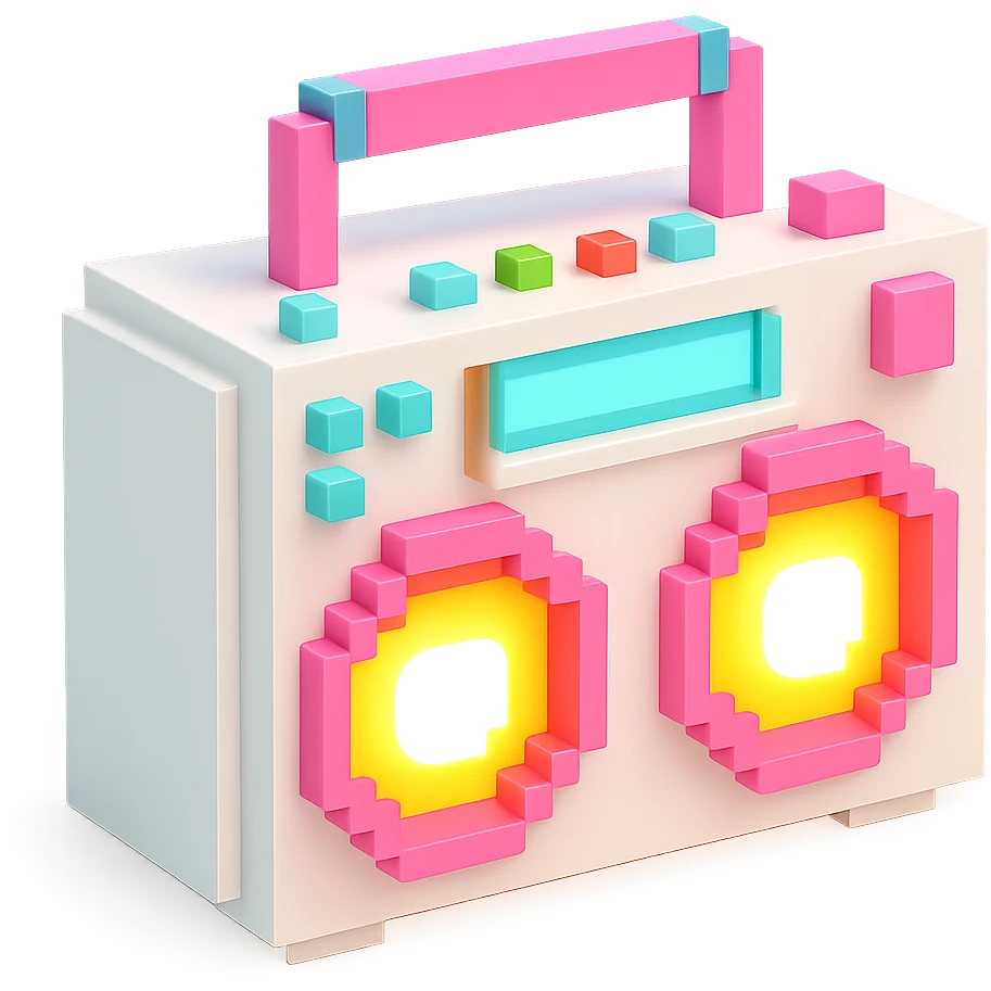 сделай белый святящейся бумбокс, no background emoji