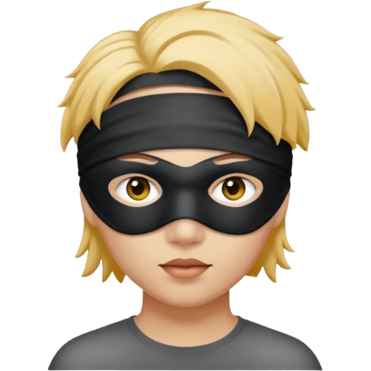 Blindfold person with different colors of hair. No trusting games with people blindfolded behind steering wheel emoji