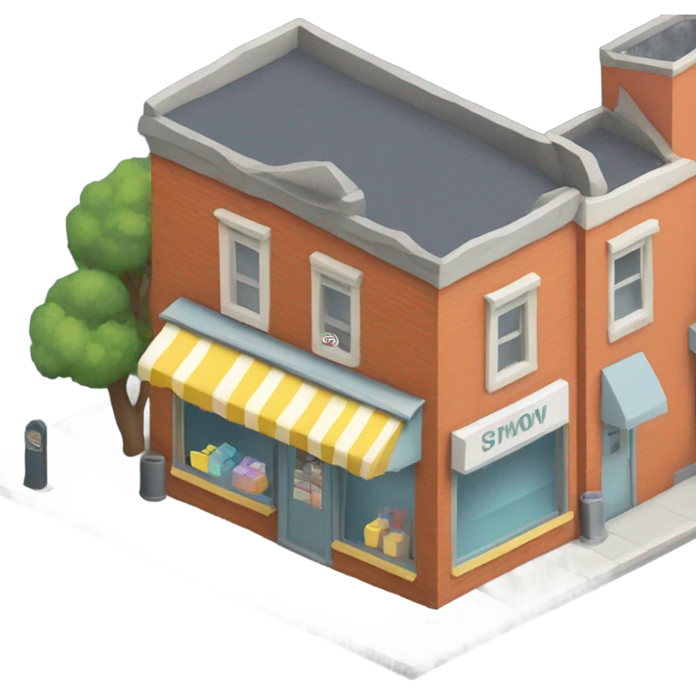 isometric row of shops emoji