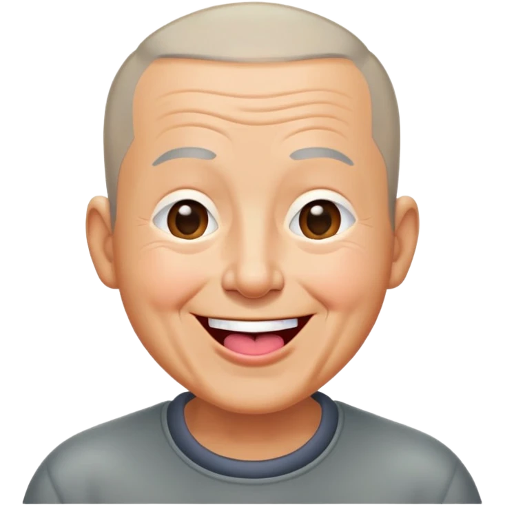 Nam, 70 tuổi, đầu đinh, nhắm 1 mắt, cười tươi, tounge out emoji