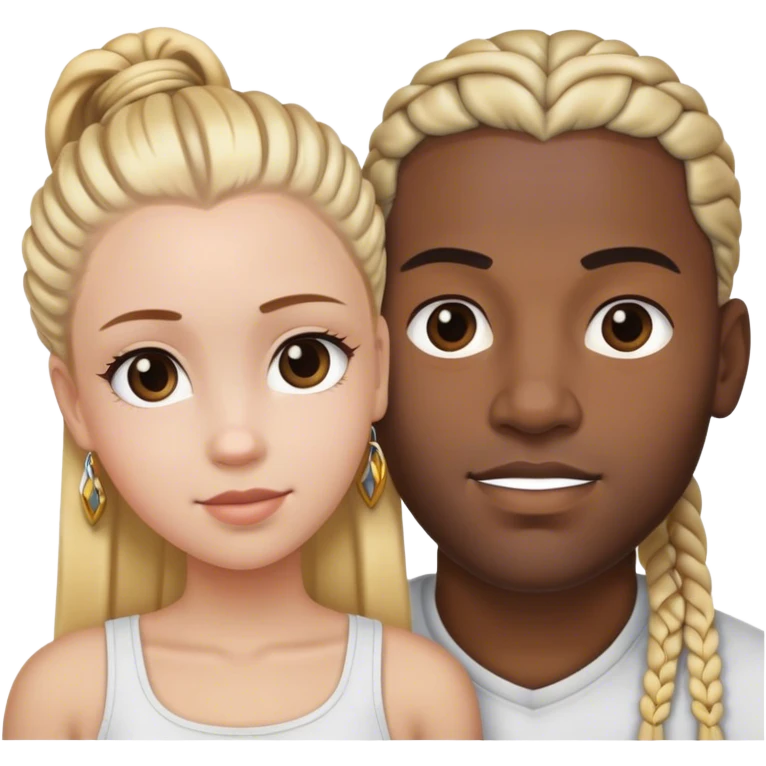 black man with cornrows holding white girl blonde hair  emoji