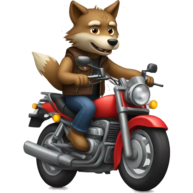Wolf riding motorbike emoji