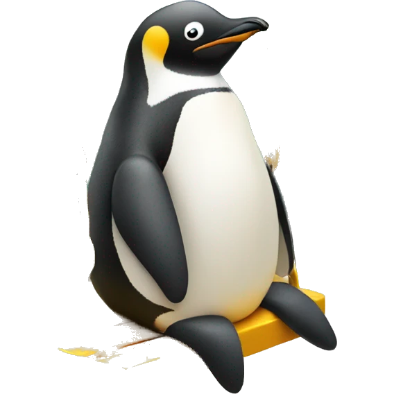 Penguin sitting on a playground swing emoji