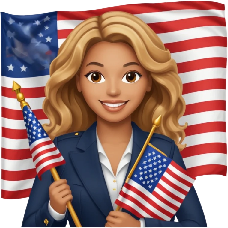 Beyonce with holding an american flag emoji