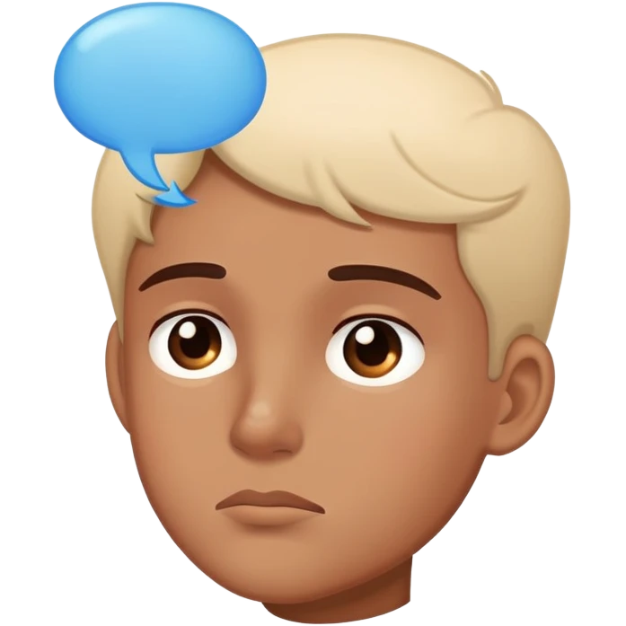 character with thoughtful expression and thought bubble emoji