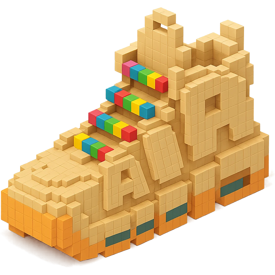 Nike Air More Uptempo sneakers in beige with colorful beads on the laces emoji