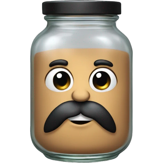 Anthropomorphic glass jar with a black beard tan skin emoji