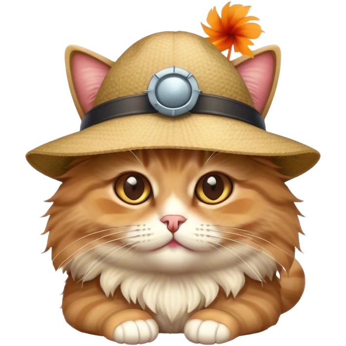 Fluffy cat with propeller hat emoji