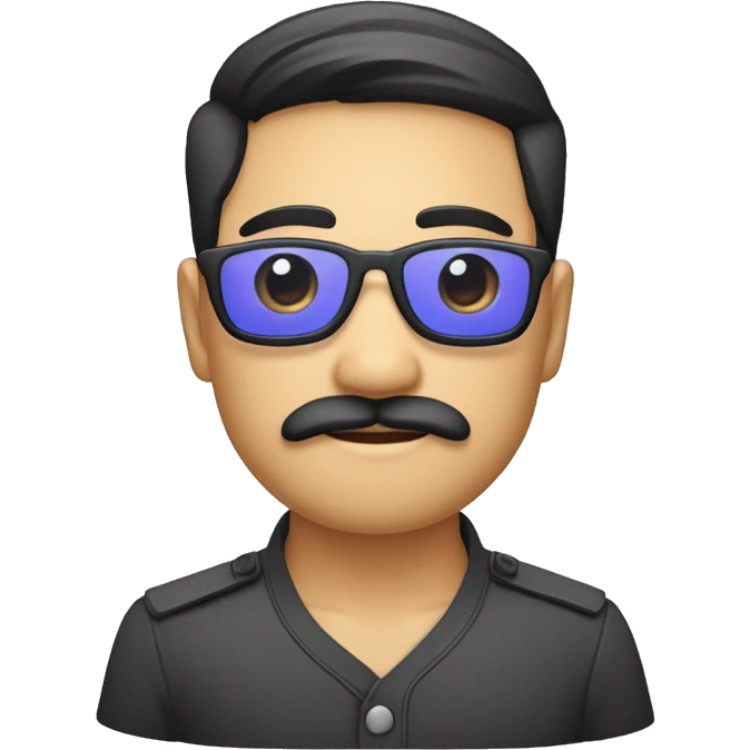 homme asiatique  drapeau thailande yeux en amande avec une moustache et un bouc et des lunette transparante  emoji