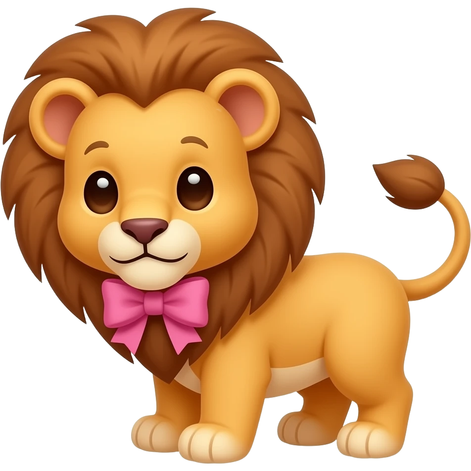 a baby lion with a pink bow emoji