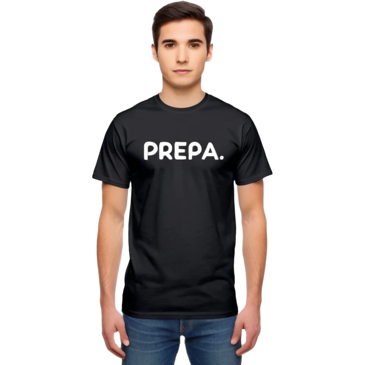  T-shirt with the words “prepa udem” printed in small white text on the chest. The shirt has a simple, casual fit and a clean, minimalist look. emoji