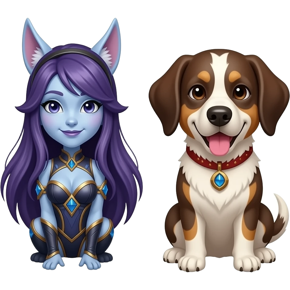 롤 캐릭터 이렐리야와 강아지 합성 emoji