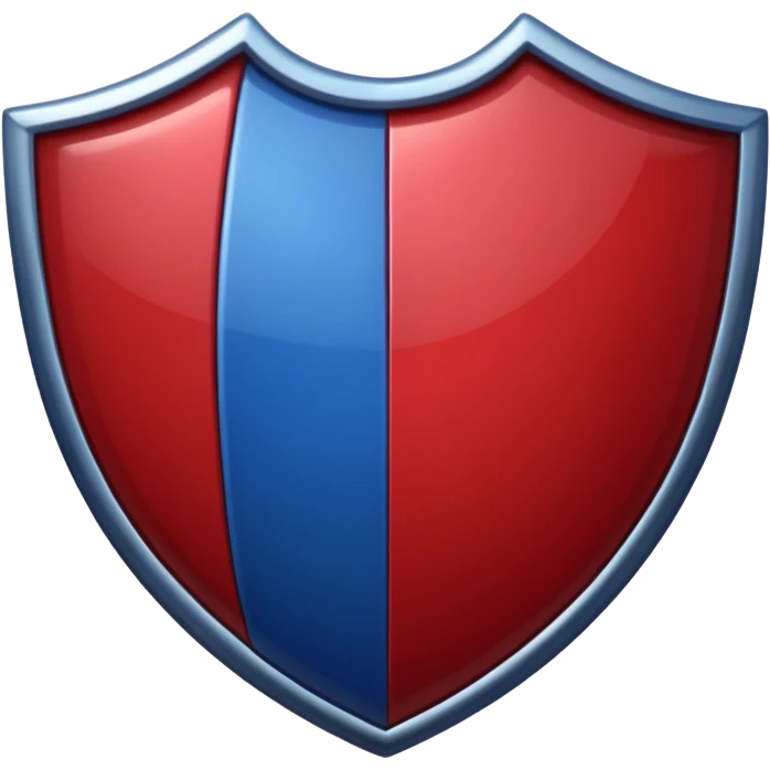 shield divided in half, one side dark red and the other side dark blue, apple emoji style, no text emoji