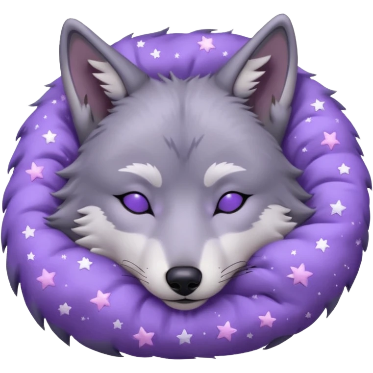 A wolf of winterfell from game of thrones sleeping under lilac stars emoji