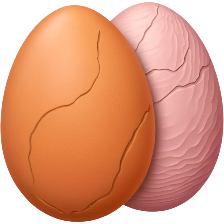 two skin tone peachy beige-pink egg shaped balls/spheres, both same size and same color, add a bumpy, loose, veiny, wrinkly skin texture with folds to both. no face.  emoji
