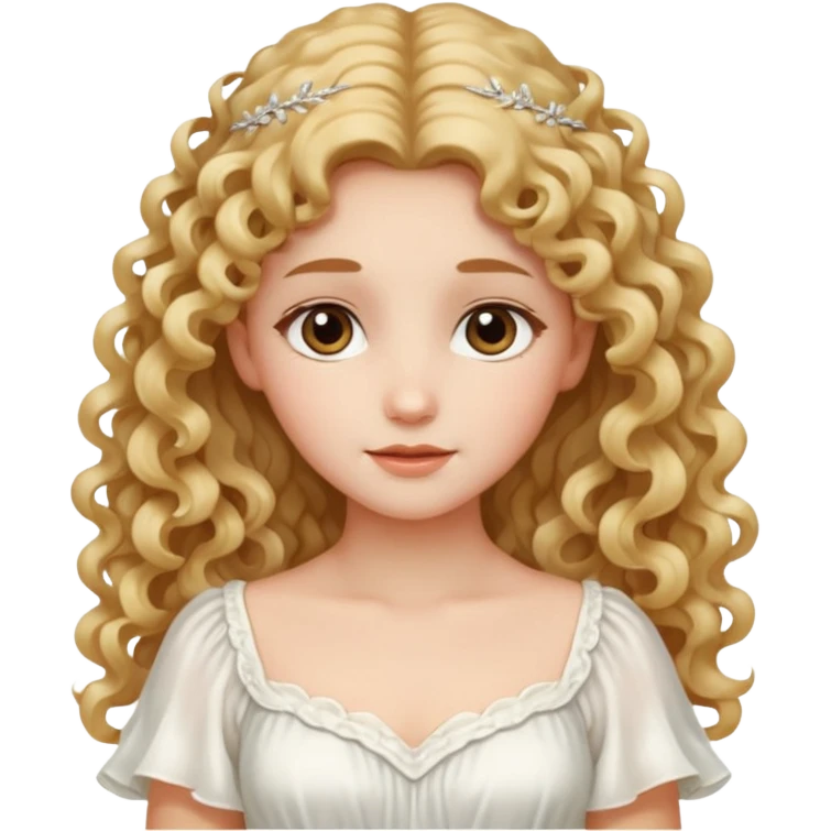 Gentle angel with long curls and cloud background emoji