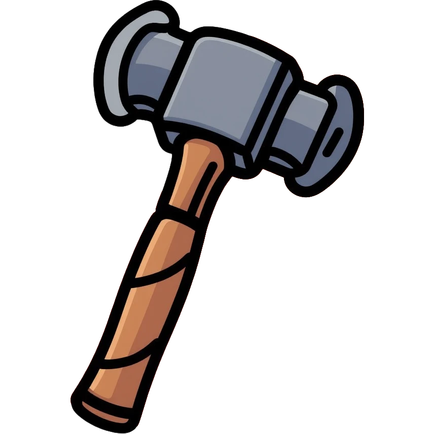 blacksmith hammer surrounded by fire emoji