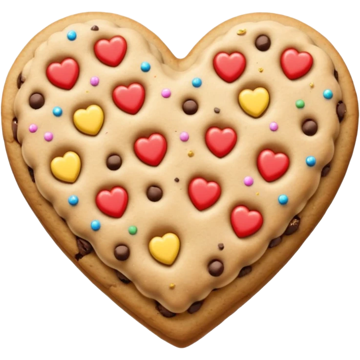 Heart cookie with chips with glitter emoji