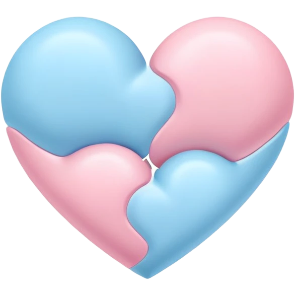 pastel blue and pink heart shapes together emoji
