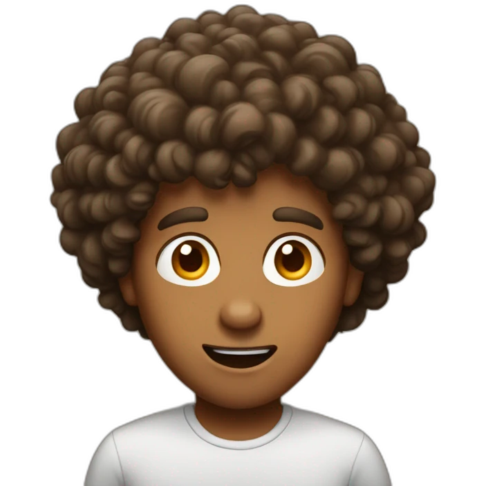 A brown guy with big curly hair surprised emoji