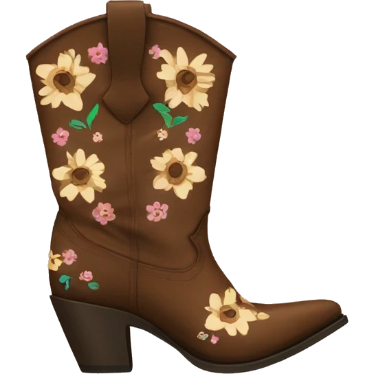Brown floral cowgirl boots with sniped toe emoji
