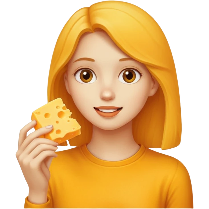A girl eating cheese emoji