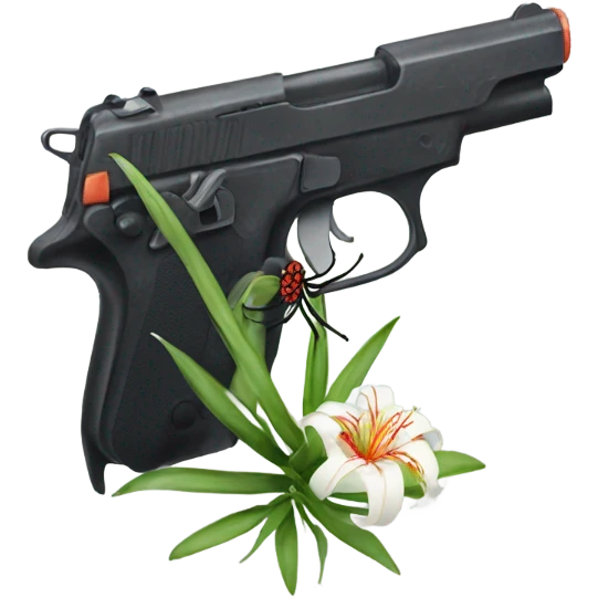 gun with a spider lilly emoji