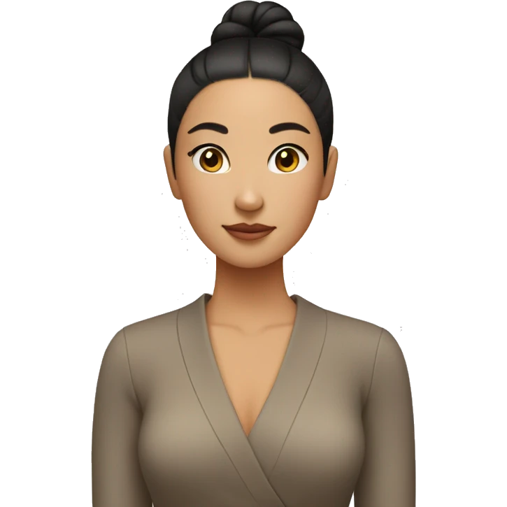  tan Asian girl with a middle part slick back bun  emoji