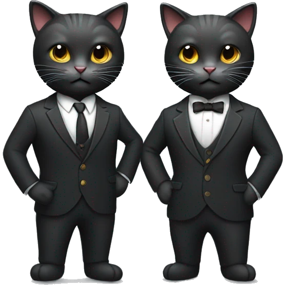 2 well dressed dark cats wearing heaphones and suits emoji