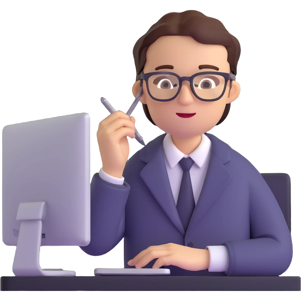 business analyst studying price data on computer emoji