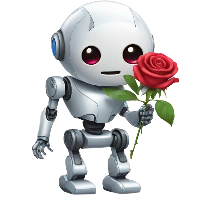 cute robot holds a rose emoji