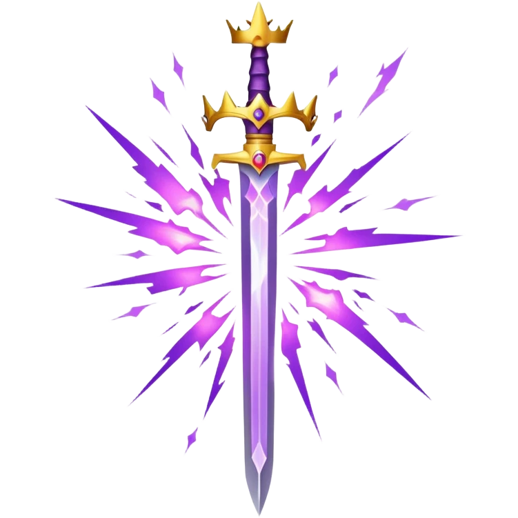 purple lightning sword with crown and magic emoji