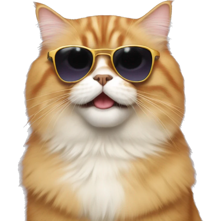 A happy ginger, Himalayan cat with sunglasses emoji