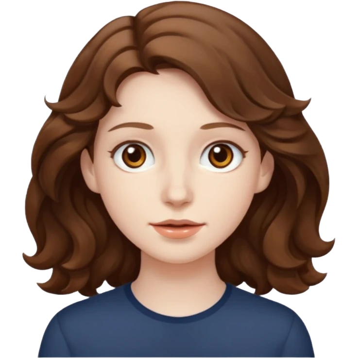 Pale skin,wavy hair brown, brown eyes emoji