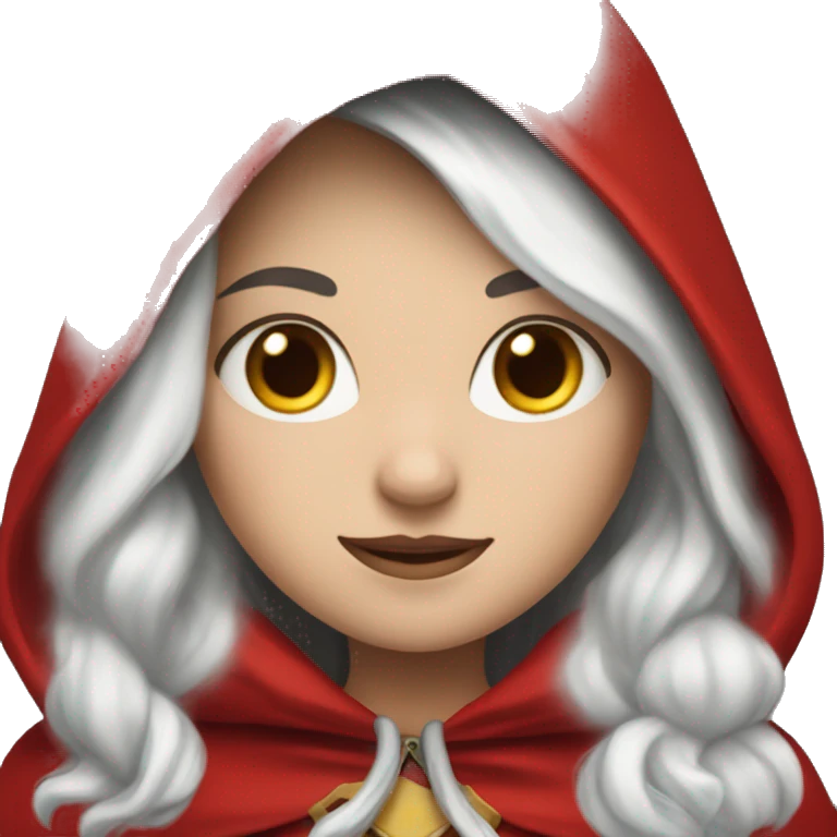 The white girl with white hair in the red cape and red hood. emoji