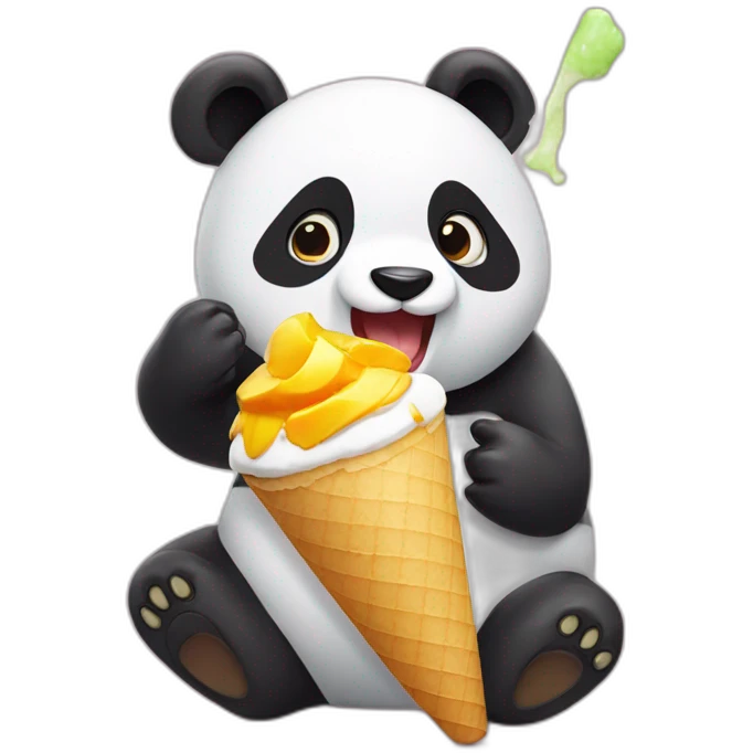 Panda eating mango icecream emoji