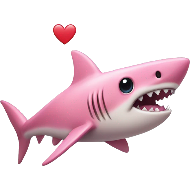 pink shark with eyelashes and heart emoji