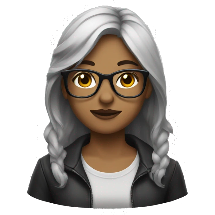 girl with glasses and wolfcut emoji