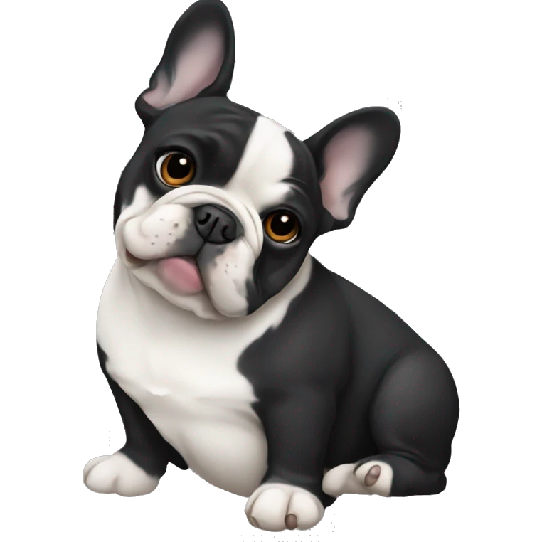 black and white french bulldog in love emoji