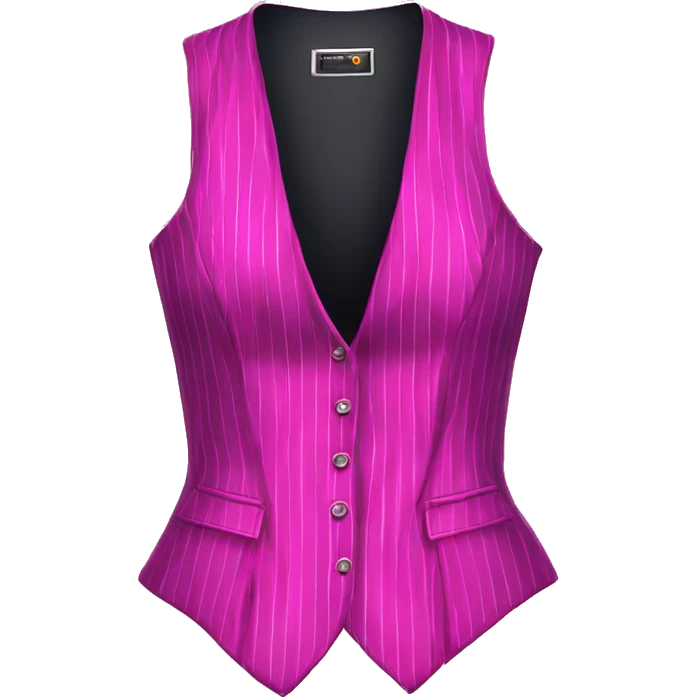 Realistic isolated hot pink and magenta pinstriped feminine fashion hater top vest. emoji