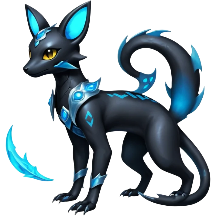 Shiny Dark Edgy Majestic Sophisticated Modern Gothic Gloomy Futuristic Salandit-Umbreon-Delcatty-Hybrid (Full body) emoji