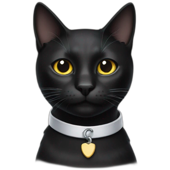 Black cat with white spot on collar emoji