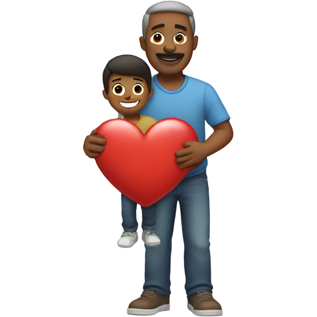 Father holds big heart emoji