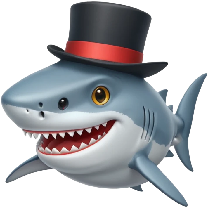Shark with a top hat emoji